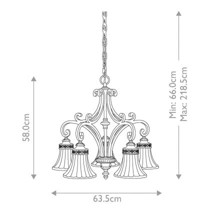 Feiss - Chandelier on a chain DRAWING ROOM 5xE27/60W/230V