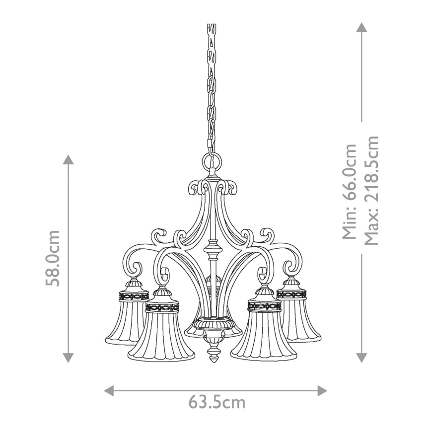 Feiss - Chandelier on a chain DRAWING ROOM 5xE27/60W/230V