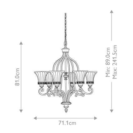 Feiss - Chandelier on a chain DRAWING ROOM 6xE27/60W/230V