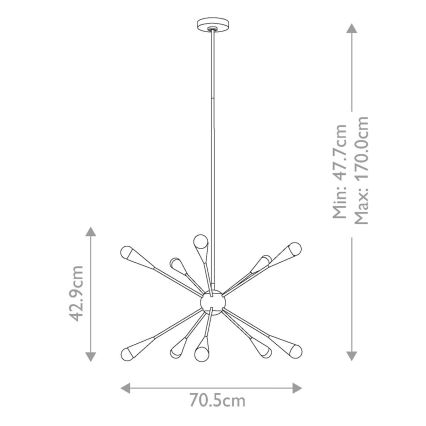 Feiss - LED Chandelier on a pole JAX 10xG9/3W/230V black/gold