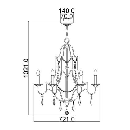 Feiss - Chandelier on a chain VALENTINA 6xE14/60W/230V
