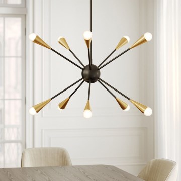 Feiss - LED Chandelier on a pole JAX 10xG9/3W/230V black/gold