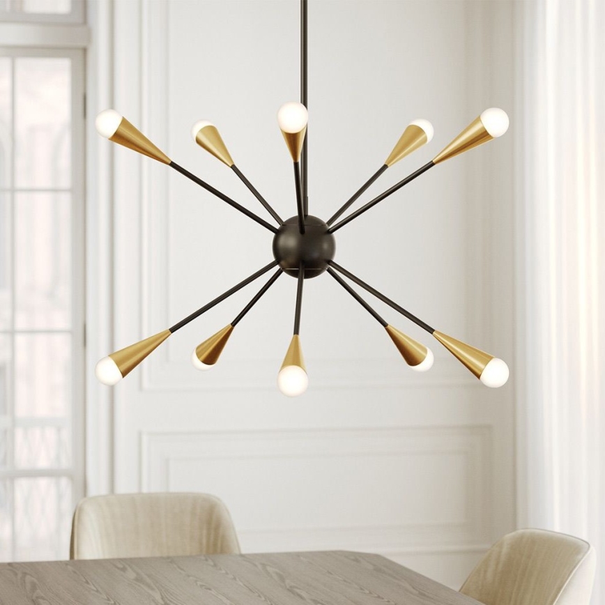 Feiss - LED Chandelier on a pole JAX 10xG9/3W/230V black/gold
