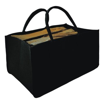 Felt wood basket with handles 27x50 cm black