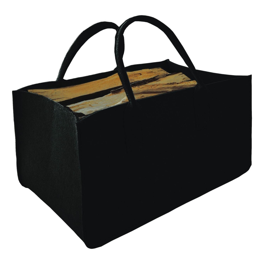 Felt wood basket with handles 27x50 cm black