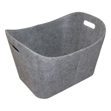 Felt wood basket with handles 35x55 cm grey