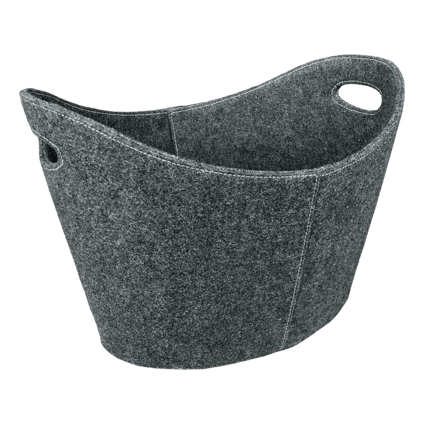 Felt wood basket with handles 54x40 cm grey