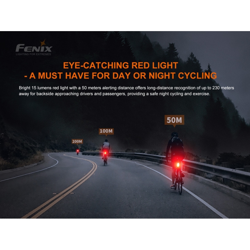 Fenix BC05RV20 - LED Rechargeable bicycle flashlight LED/USB IP66 15 lm 120 hrs
