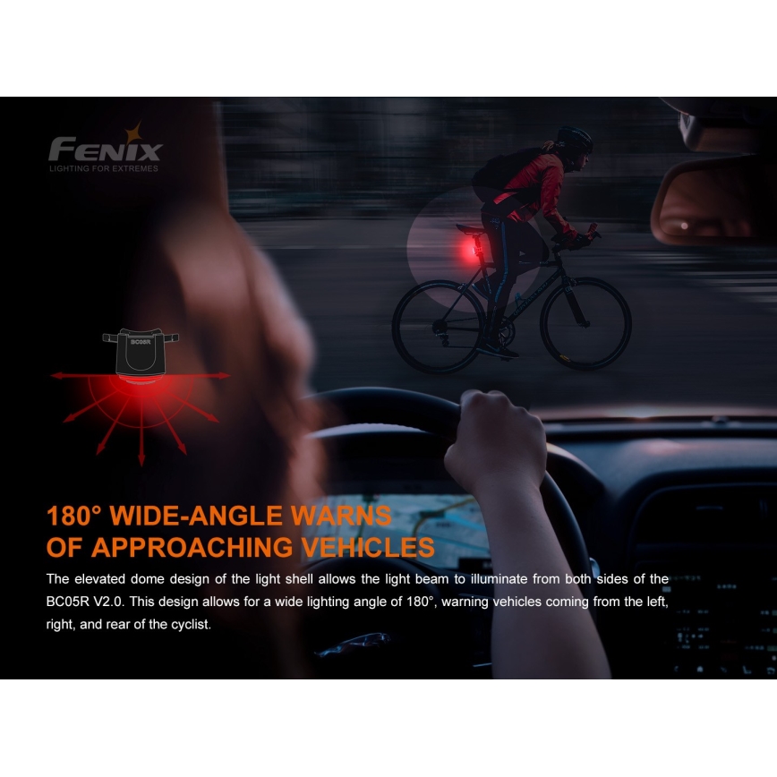 Fenix BC05RV20 - LED Rechargeable bicycle flashlight LED/USB IP66 15 lm 120 hrs