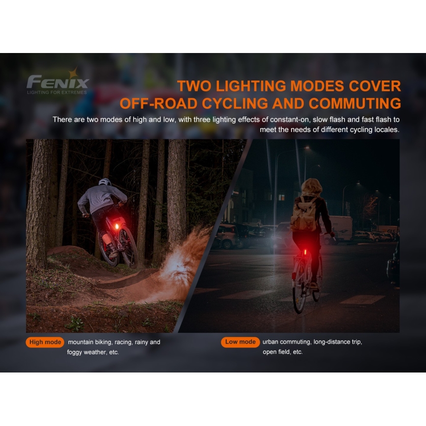 Fenix BC05RV20 - LED Rechargeable bicycle flashlight LED/USB IP66 15 lm 120 hrs