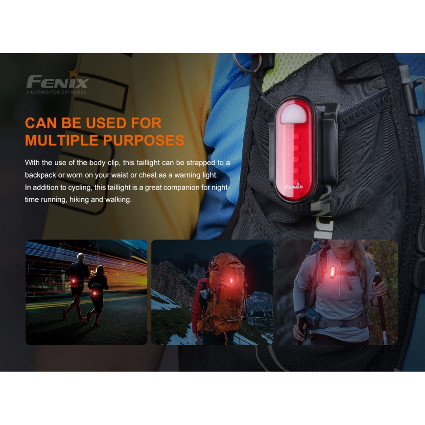 Fenix BC05RV20 - LED Rechargeable bicycle flashlight LED/USB IP66 15 lm 120 hrs