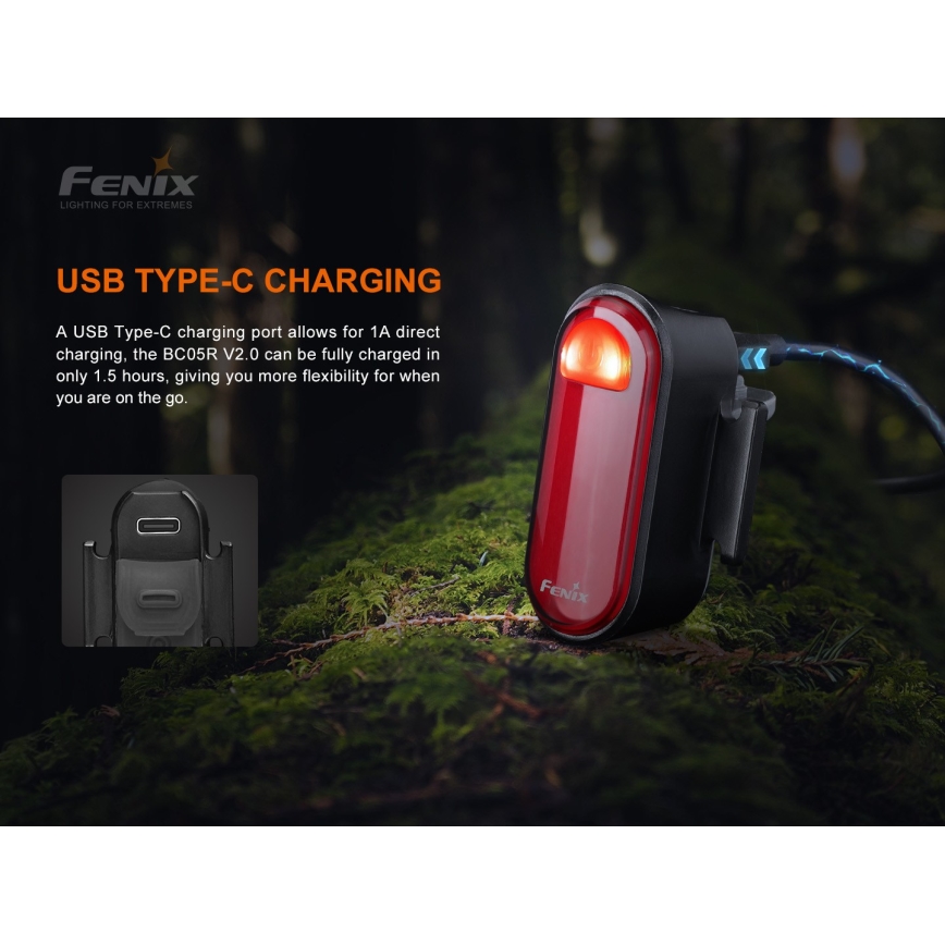 Fenix BC05RV20 - LED Rechargeable bicycle flashlight LED/USB IP66 15 lm 120 hrs