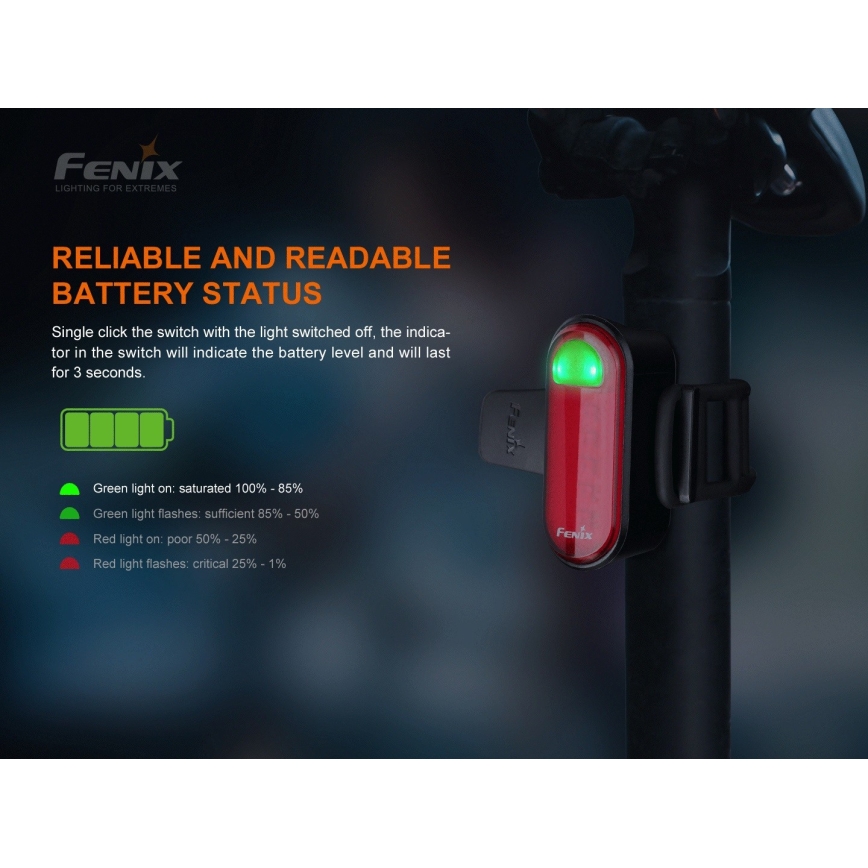 Fenix BC05RV20 - LED Rechargeable bicycle flashlight LED/USB IP66 15 lm 120 hrs