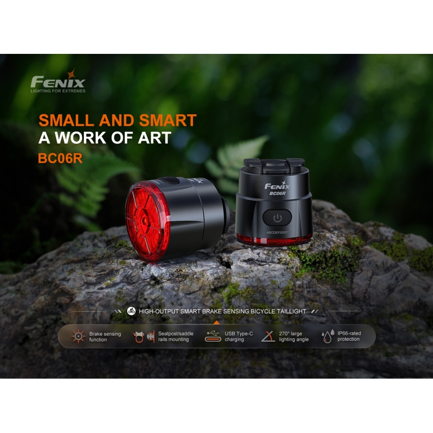 Fenix BC06R - LED Dimmable rechargeable bike light LED/USB IP66 90 lm 24,5 h 560 mAh