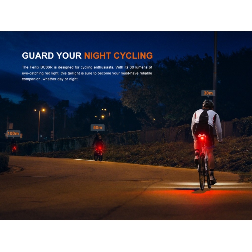 Fenix BC06R - LED Dimmable rechargeable bike light LED/USB IP66 90 lm 24,5 h 560 mAh