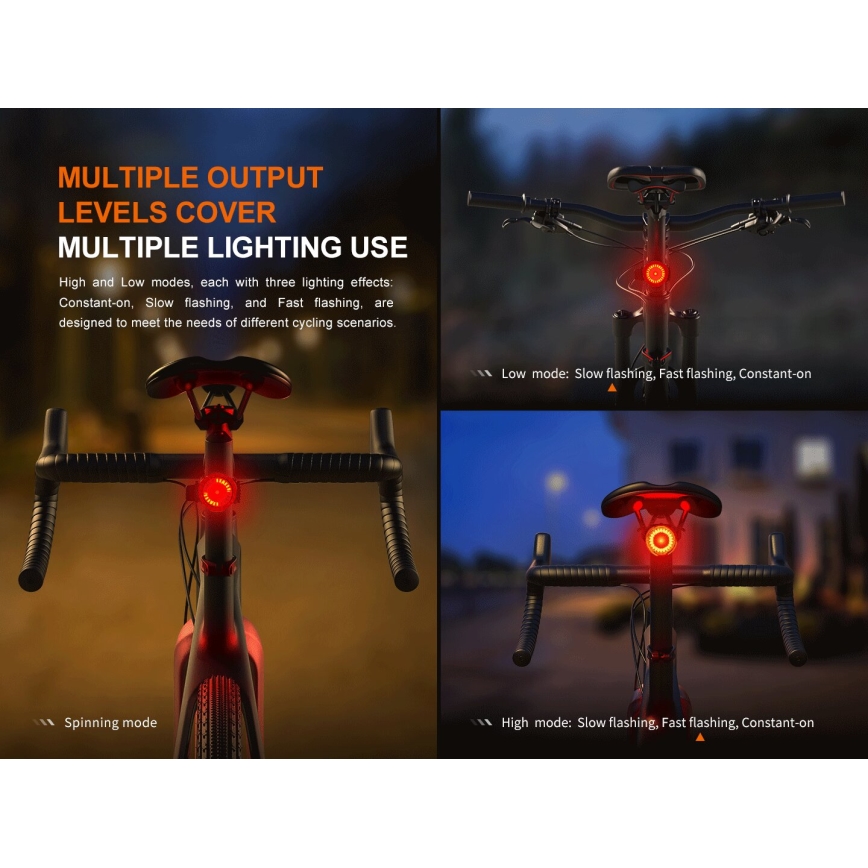 Fenix BC06R - LED Dimmable rechargeable bike light LED/USB IP66 90 lm 24,5 h 560 mAh