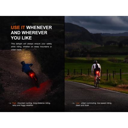 Fenix BC06R - LED Dimmable rechargeable bike light LED/USB IP66 90 lm 24,5 h 560 mAh