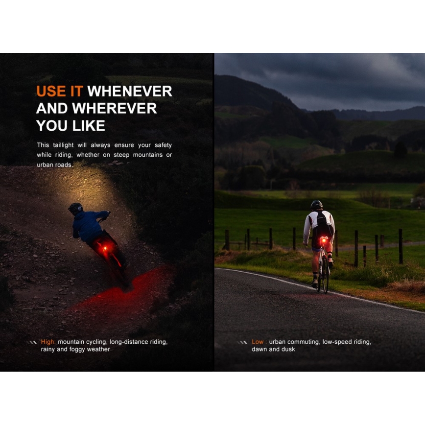 Fenix BC06R - LED Dimmable rechargeable bike light LED/USB IP66 90 lm 24,5 h 560 mAh