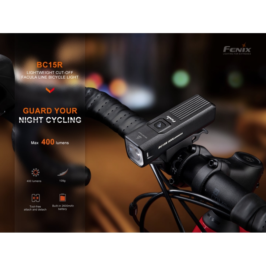 Fenix BC15R-LED Dimmable rechargeable bike light LED/USB IP66 400 lm 31,5 hours