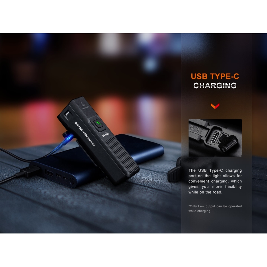 Fenix BC15R - LED Dimmable rechargeable bike light LED/USB IP66 400 shiny 31,5 h 2600 mAh
