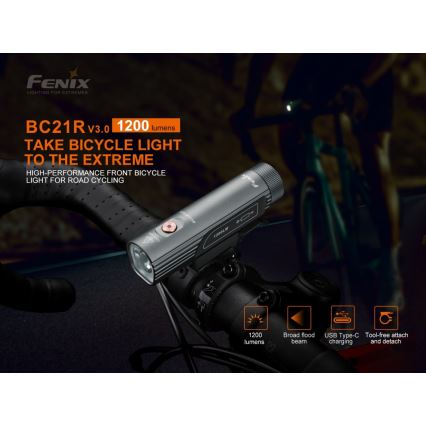 Fenix BC21RV30 - LED Rechargeable bicycle light LED/USB IP68 1200 lm 33 hrs