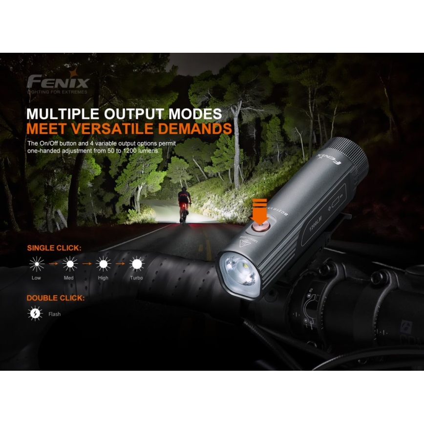 Fenix BC21RV30 - LED Rechargeable bicycle light LED/USB IP68 1200 lm 33 hrs