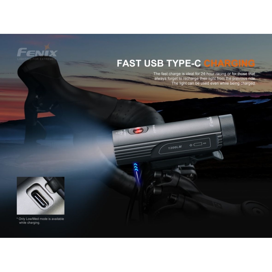 Fenix BC21RV30 - LED Rechargeable bicycle light LED/USB IP68 1200 lm 33 hrs