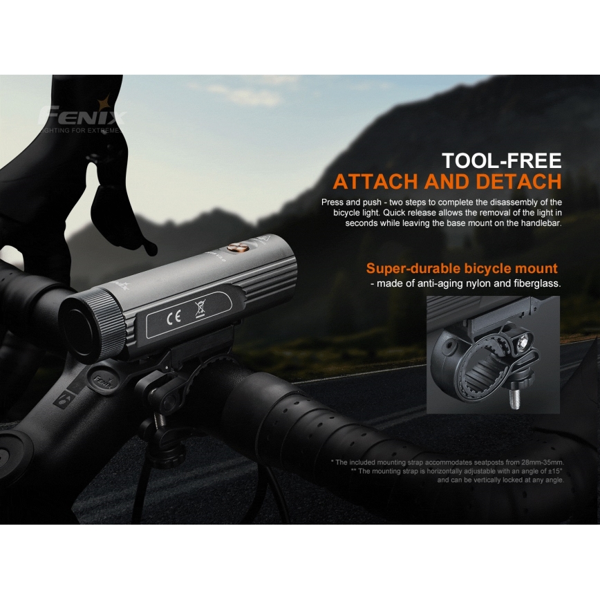 Fenix BC21RV30 - LED Rechargeable bicycle light LED/USB IP68 1200 lm 33 hrs