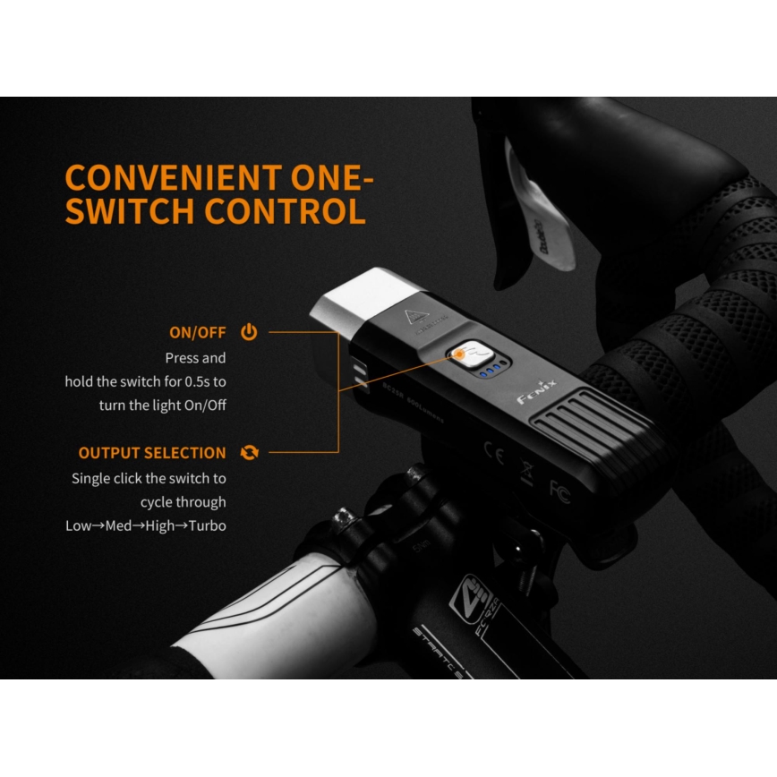 Fenix BC25R - LED Rechargeable bicycle ligh LED/USB IP66 600 lm 36 hrs