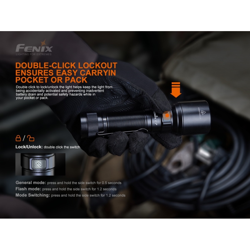 Fenix C7 - LED Dimmable rechargeable flashlight 1xLED/1x21700 IP68 3000 lm 68 h