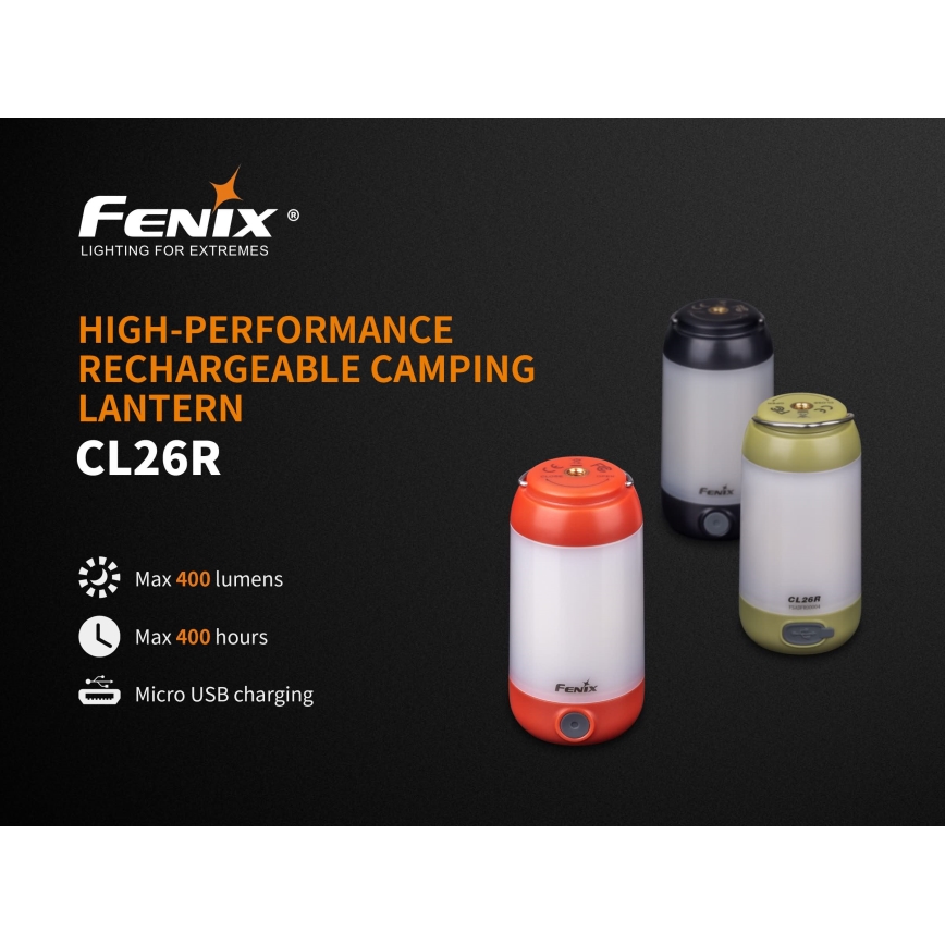 Fenix CL26RGREEN - LED Dimmable portable rechargeable lamp LED/USB IP66 400 lm 400 h green