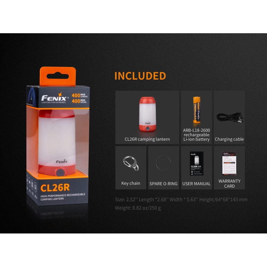 Fenix CL26RGREEN - LED Dimmable portable rechargeable lamp LED/USB IP66 400 lm 400 h green