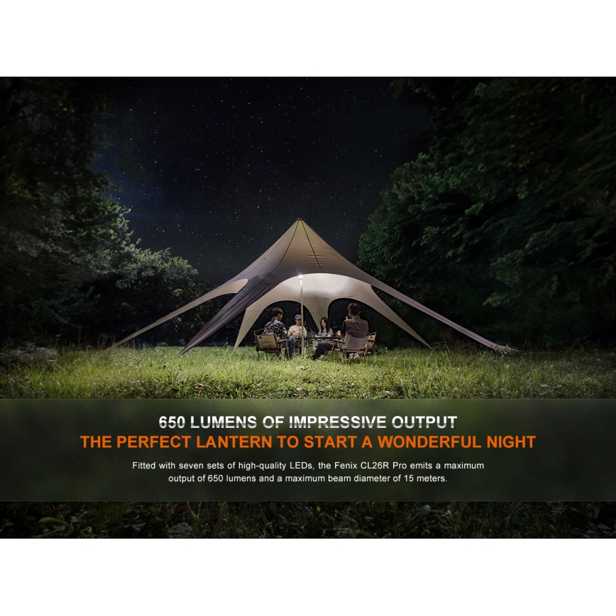 Fenix CL26RPROCAM - LED Dimmable portable rechargeable lamp LED/USB IP66 650 lm 408 h grey