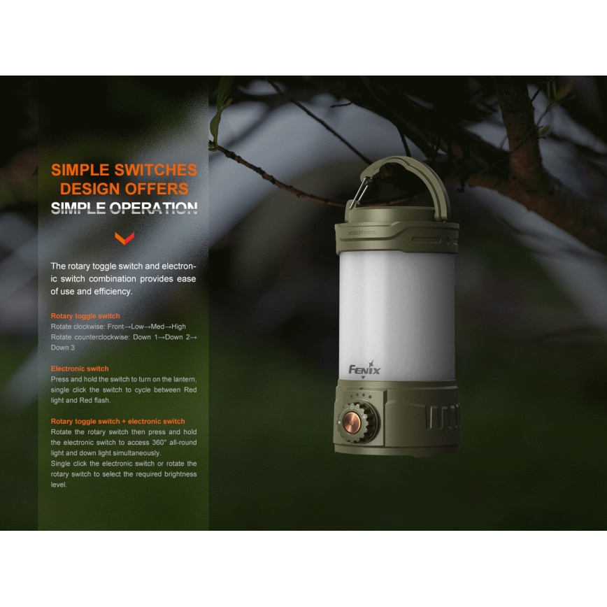Fenix CL26RPROOLI - LED Dimmable portable rechargeable lamp LED/USB IP66 650 lm 408 h green