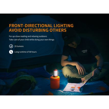 Fenix CL26RRED - LED Dimmable portable rechargeable lamp LED/USB/2xCR123A IP66 400 lm 400 h 2600 mAh orange