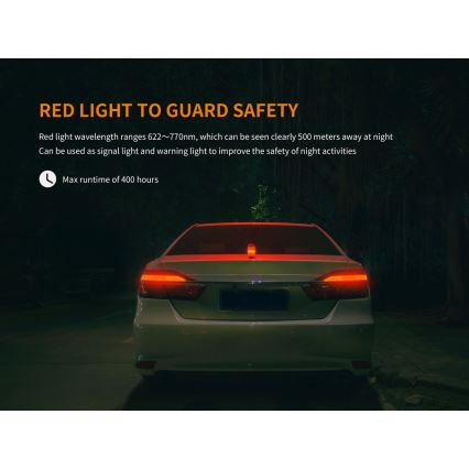 Fenix CL26RRED - LED Dimmable portable rechargeable lamp LED/USB/2xCR123A IP66 400 lm 400 h 2600 mAh orange