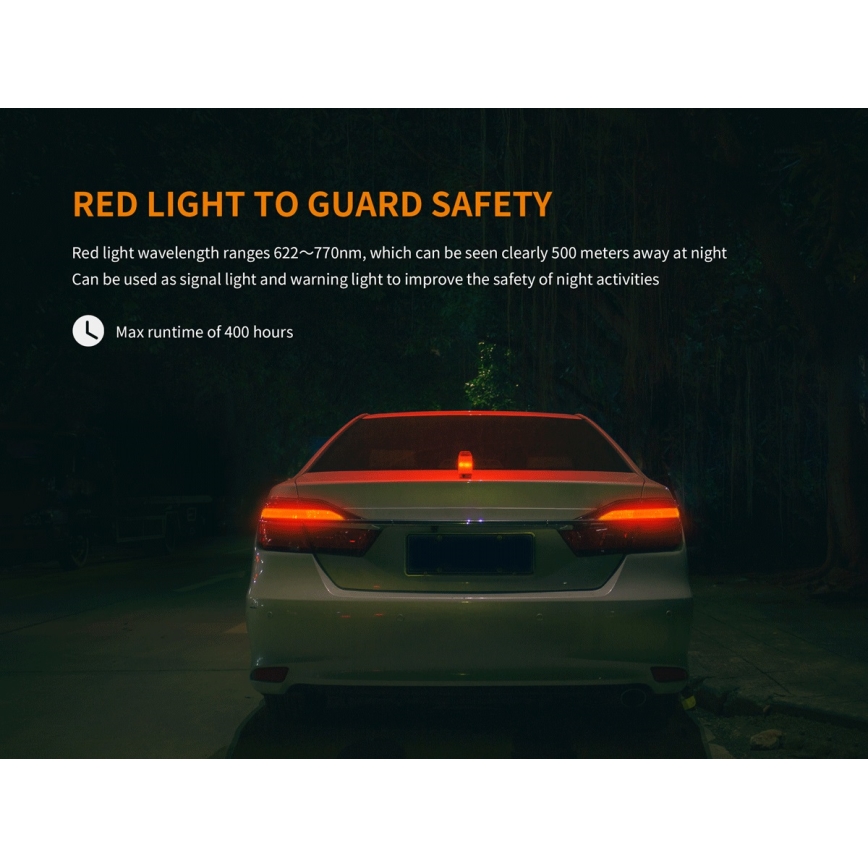 Fenix CL26RRED - LED Dimmable portable rechargeable lamp LED/USB/2xCR123A IP66 400 lm 400 h 2600 mAh orange