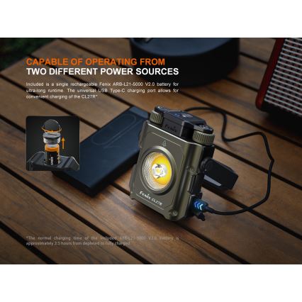 Fenix CL27RGRE - LED Dimmable rechargeable light LED/USB IP66 1600 lm 285 h