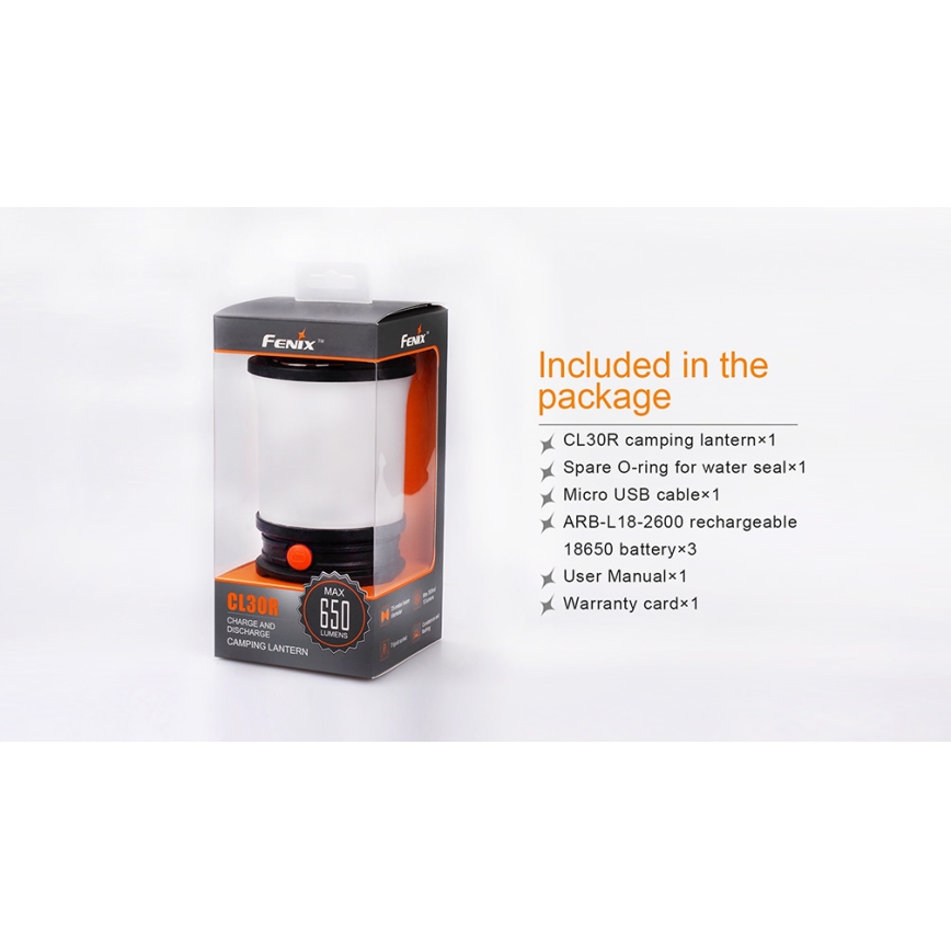 Fenix CL30R - LED Portable rechargeable lamp LED/USB/6xCR123A IPX7 650 lm 300 h 2600 mAh