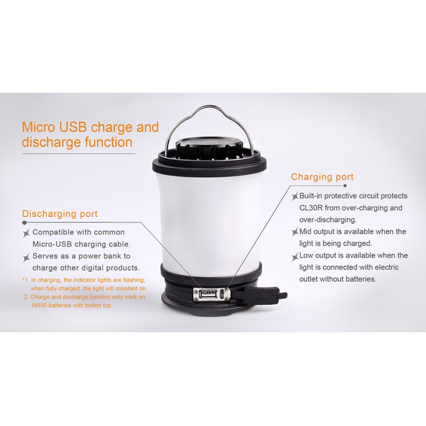 Fenix CL30R - LED Portable rechargeable lamp LED/USB/6xCR123A IPX7 650 lm 300 h 2600 mAh