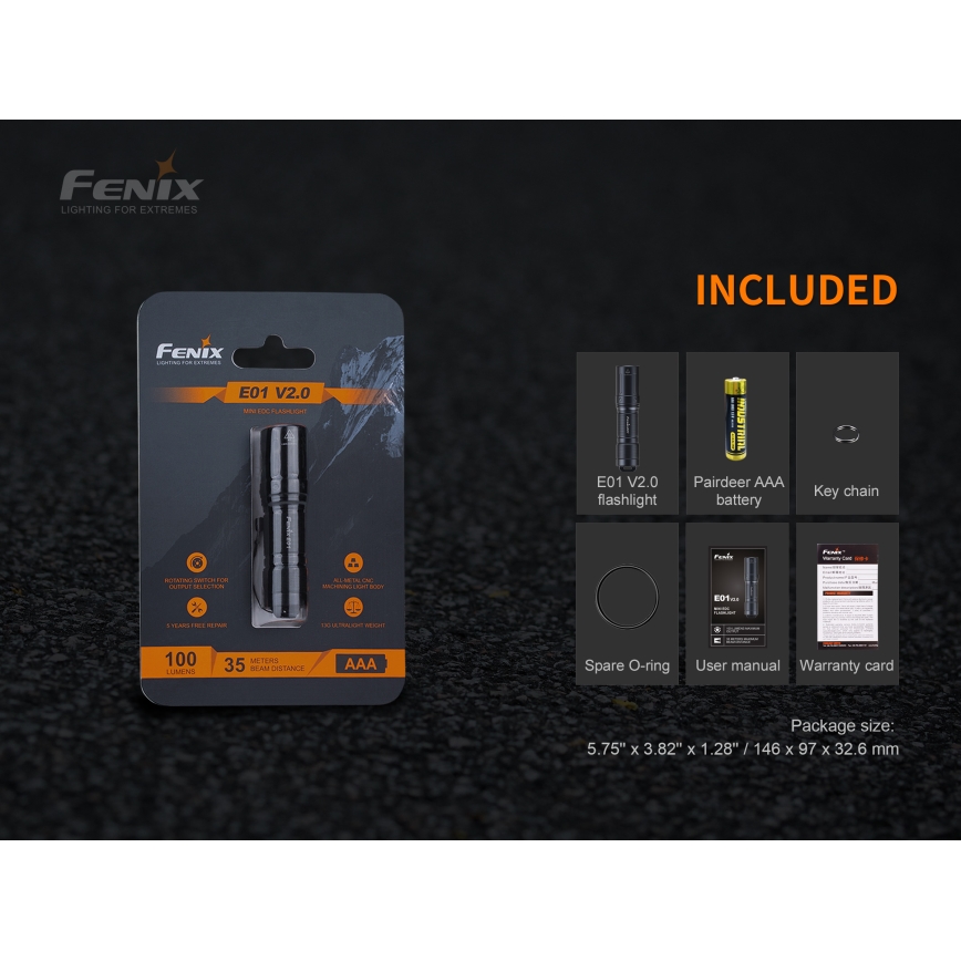 Fenix E01V20BLC - LED Flashlight LED/1xAAA IP68 100 lm 25 hrs