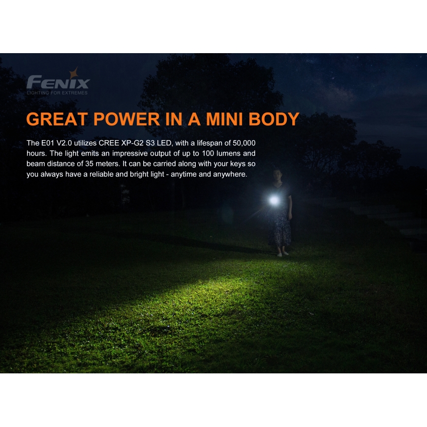 Fenix E01V20BLC - LED Flashlight LED/1xAAA IP68 100 lm 25 hrs