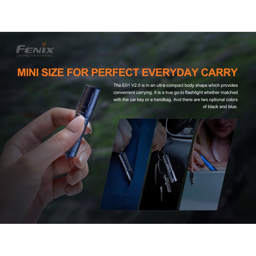 Fenix E01V20BLC - LED Flashlight LED/1xAAA IP68 100 lm 25 hrs