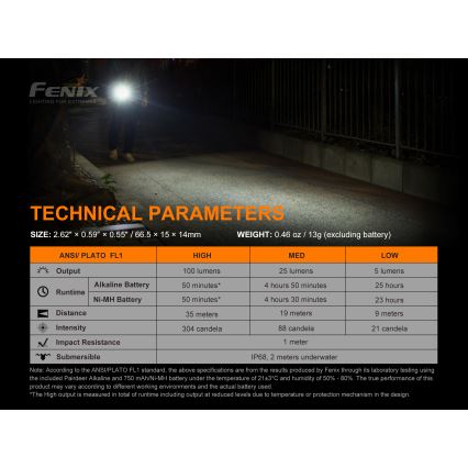 Fenix E01V20BLC - LED Flashlight LED/1xAAA IP68 100 lm 25 hrs