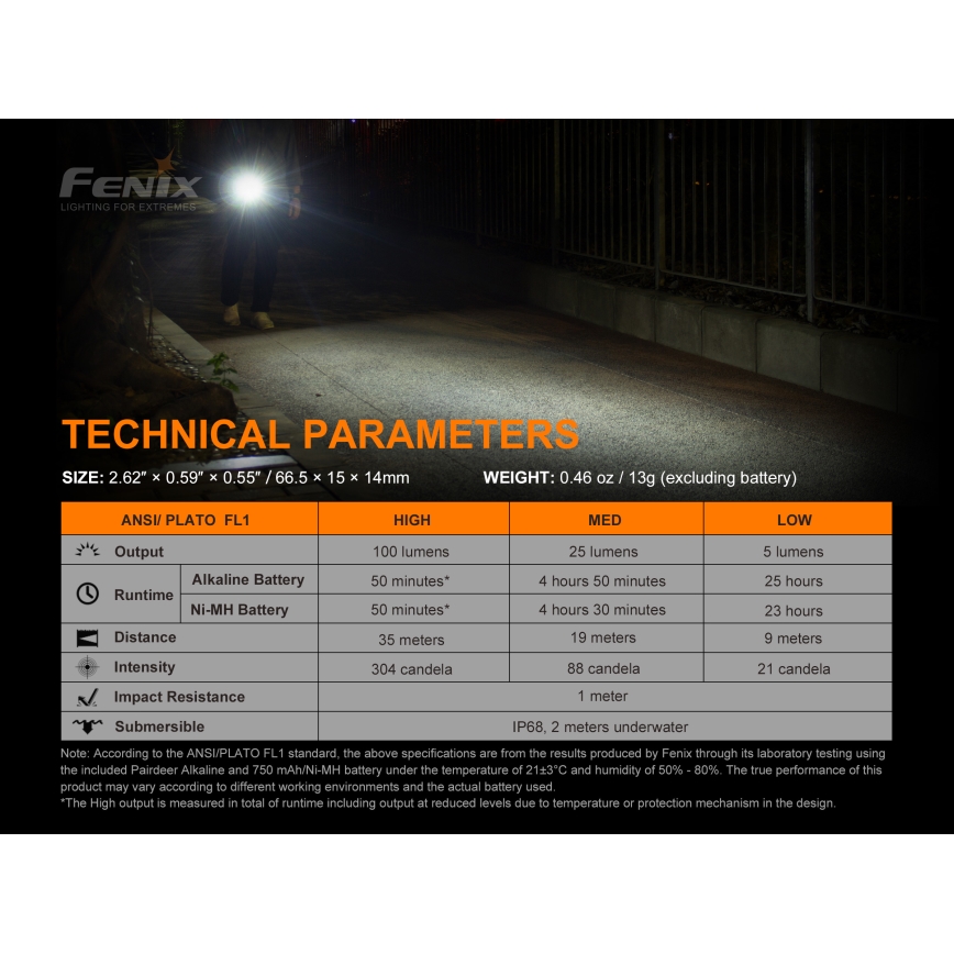 Fenix E01V20BLC - LED Flashlight LED/1xAAA IP68 100 lm 25 hrs