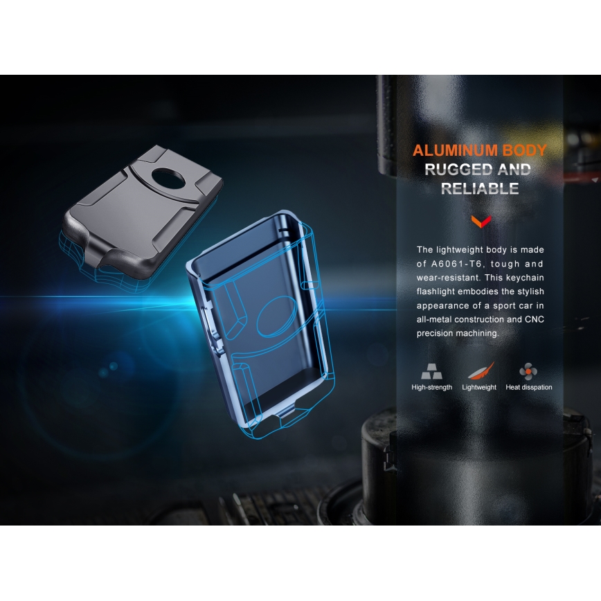 Fenix E03RV20BLU - LED Rechargeable flashlight LED/USB IP66 500 lm 30 h