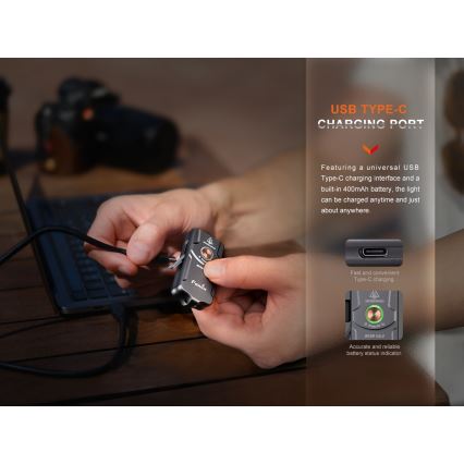 Fenix E03RV20GREY - LED Rechargeable flashlight LED/USB IP66 500 lm 30 h