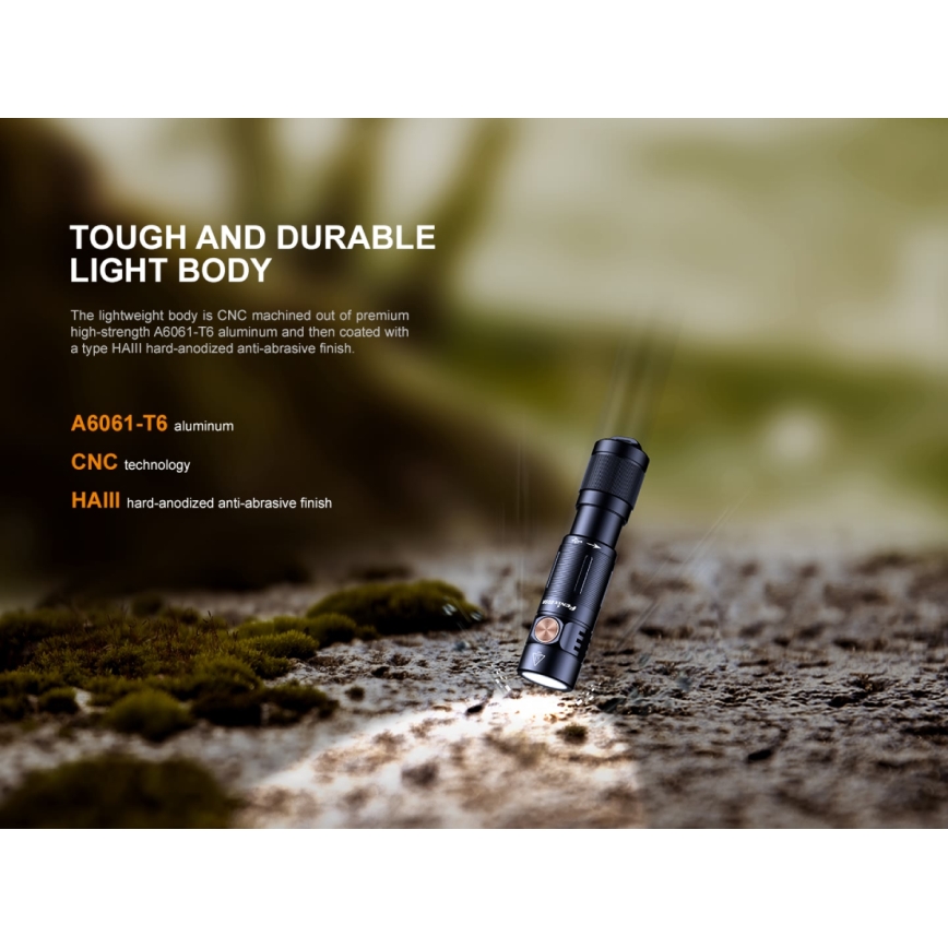 Fenix E05RBLC - LED Rechargeable flashlight LED/USB IP68 400 lm 30 hrs
