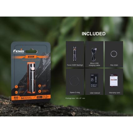 Fenix E05RBLC - LED Rechargeable flashlight LED/USB IP68 400 lm 30 hrs