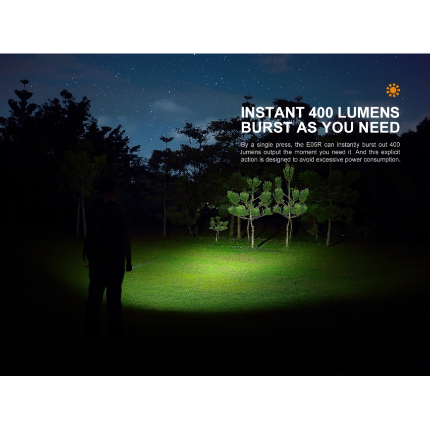 Fenix E05RBLC - LED Rechargeable flashlight LED/USB IP68 400 lm 30 hrs